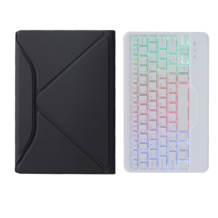 B500S Diamond Texture Triangle Back Holder Splittable Bluetooth Keyboard Leather Tablet Case with Backlight for Samsung Galaxy Tab A7 10.4 2020 (White + Black) - Samsung Keyboard by PMC TechLife | Online Shopping South Africa | PMC TechLife