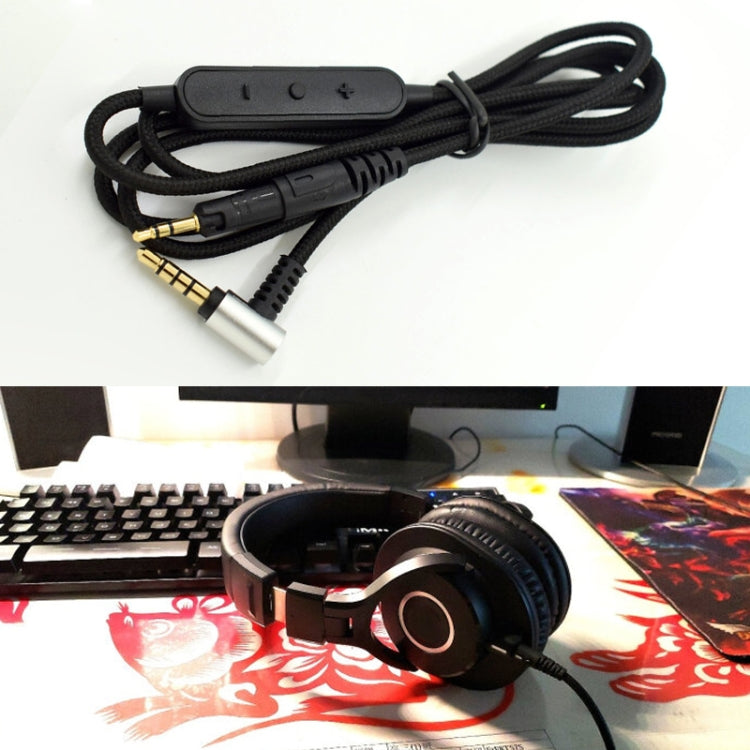 ZS0091 Wire-controlled Version Headphone Audio Cable for Audio-technica ATH-M50X M40X(Black) - Headset Accessories by PMc TechLife | Online Shopping South Africa | PMc TechLife | Buy Now Pay Later Mobicred