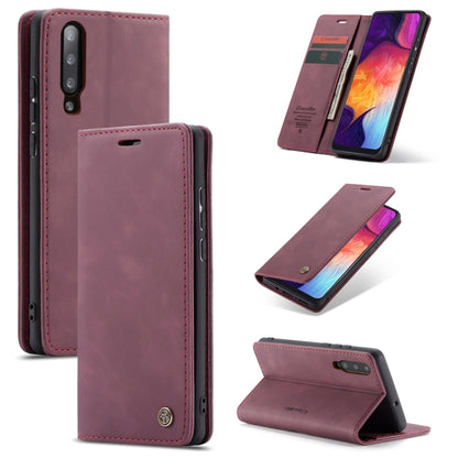 CaseMe-013 Multifunctional Retro Frosted Horizontal Flip Leather Case for Galaxy A30S / A50S / A50, with Card Slot & Holder & Zipper Wallet & Photo Frame(Wine Red) - Galaxy Phone Cases by CaseMe | Online Shopping South Africa | PMC Jewellery | Buy Now Pay Later Mobicred