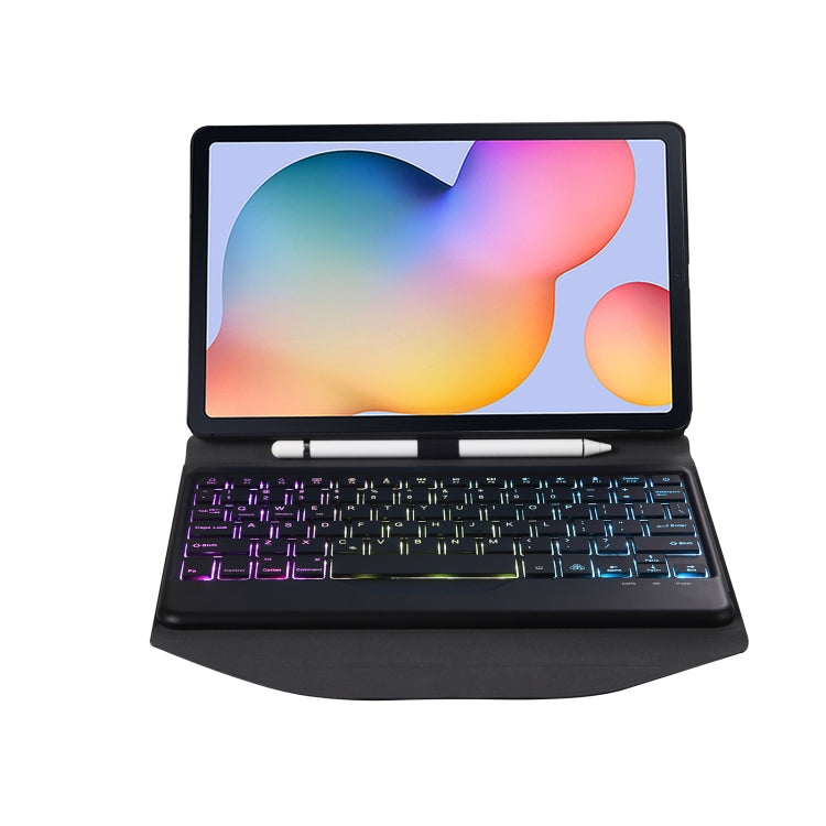 B610S Diamond Texture Triangle Back Holder Splittable Bluetooth Keyboard Leather Tablet Case with Backlight for Samsung Galaxy Tab S6 Lite (Black Black) - Samsung Keyboard by PMC TechLife | Online Shopping South Africa | PMC TechLife
