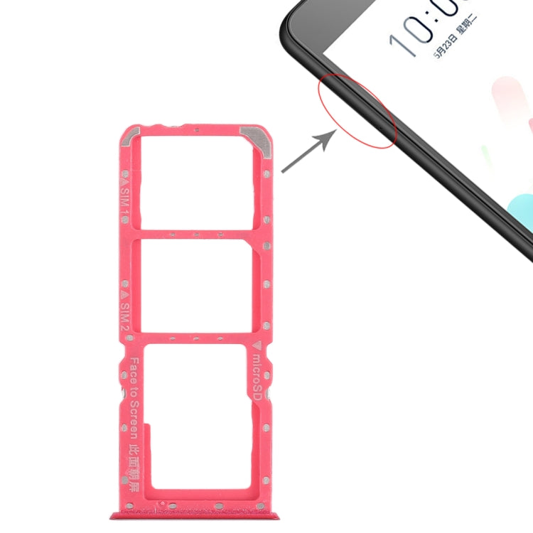 For OPPO A5 / A3s 2 x SIM Card Tray + Micro SD Card Tray (Red) - Card Tray by PMc TechLife | Online Shopping South Africa | PMc TechLife | Buy Now Pay Later Mobicred