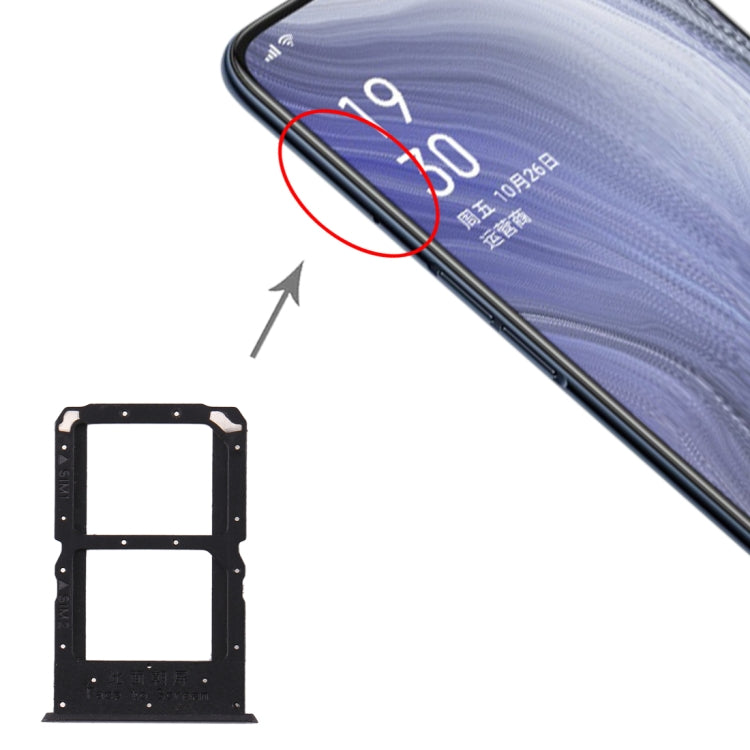 For OPPO Reno Z SIM Card Tray + SIM Card Tray (Black) - Card Tray by PMc TechLife | Online Shopping South Africa | PMc TechLife | Buy Now Pay Later Mobicred