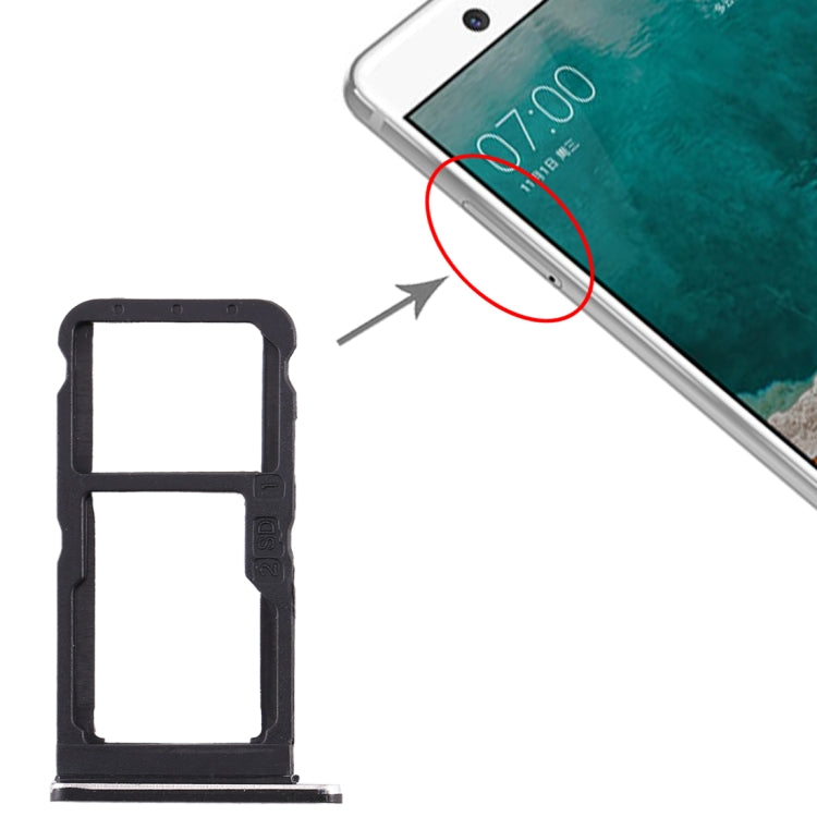 SIM Card Tray + SIM Card Tray / Micro SD Card Tray for Nokia 7 TA-1041 (Black) - Card Tray by PMc TechLife | Online Shopping South Africa | PMc TechLife | Buy Now Pay Later Mobicred