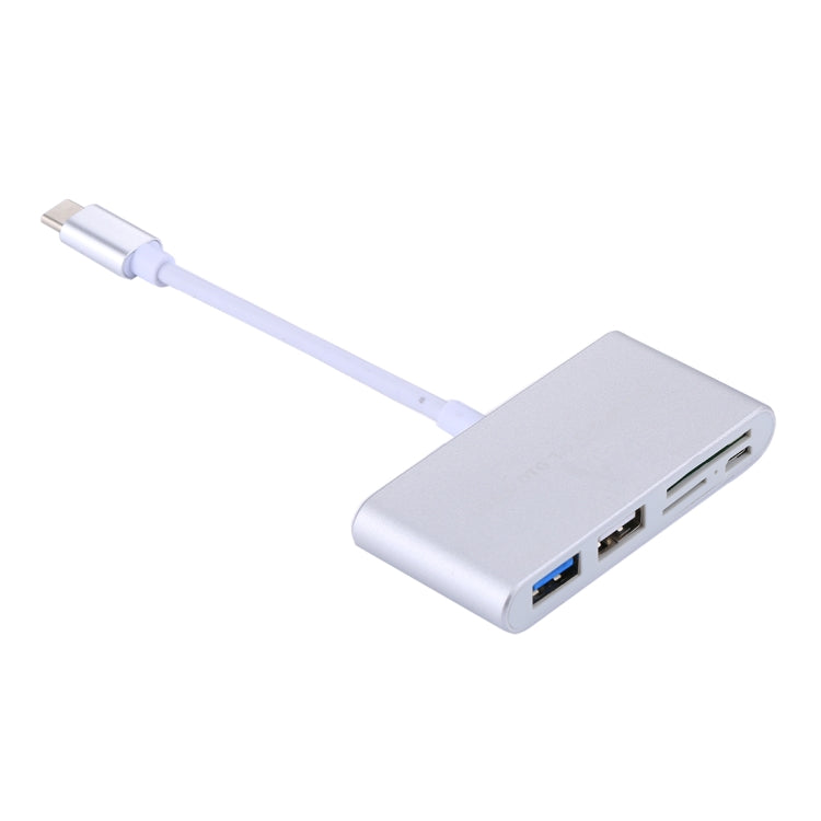 5 in 1 Micro SD + SD + USB 3.0 + USB 2.0 + Micro USB Port to USB-C / Type-C OTG COMBO Adapter Card Reader for Tablet, Smartphone, PC(Silver) - Cable & Adapters by PMC Jewellery | Online Shopping South Africa | PMC Jewellery | Buy Now Pay Later Mobicred