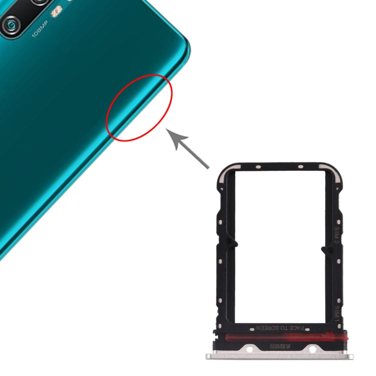 SIM Card Tray + SIM Card Tray for Xiaomi Mi CC9 Pro/Mi Note 10/Mi Note 10 Pro/Mi Note 10 Lite(White) - Card Tray by PMc TechLife | Online Shopping South Africa | PMc TechLife | Buy Now Pay Later Mobicred