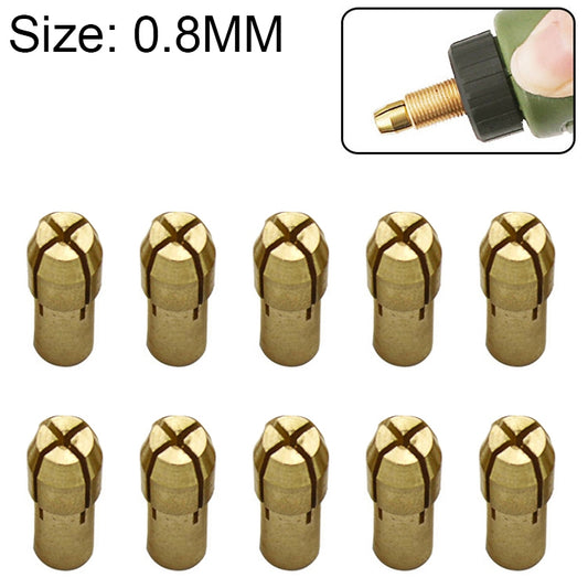 10 PCS Three-claw Copper Clamp Nut for Electric Mill Fittings，Bore diameter: 0.8mm - Hex Key & Spanner by PMC Jewellery | Online Shopping South Africa | PMC Jewellery | Buy Now Pay Later Mobicred