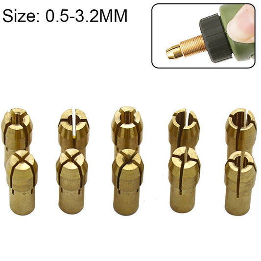 10 in 1 Three-claw Copper Clamp Nut for Electric Mill Fittings，Bore diameter: 0.5-3.2mm - Hex Key & Spanner by PMC Jewellery | Online Shopping South Africa | PMC Jewellery | Buy Now Pay Later Mobicred