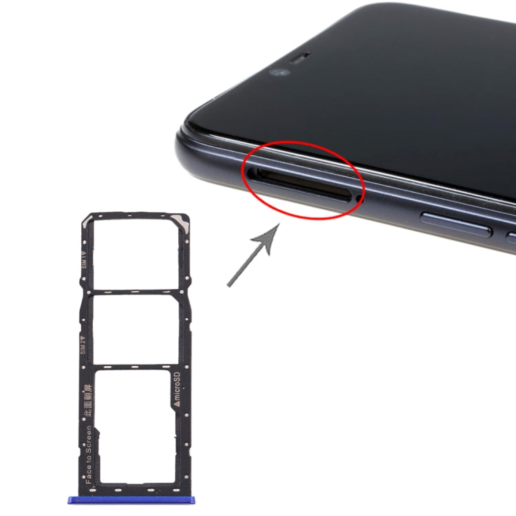 For Realme 2 SIM Card Tray + SIM Card Tray + Micro SD Card Tray (Blue) - Card Socket by PMc TechLife | Online Shopping South Africa | PMc TechLife | Buy Now Pay Later Mobicred