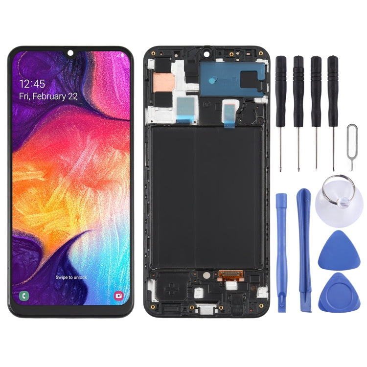 Original Super AMOLED LCD Screen  for Galaxy A50 Digitizer Full Assembly with Frame(Black) - free shipping - PMc TechLife - Order now!