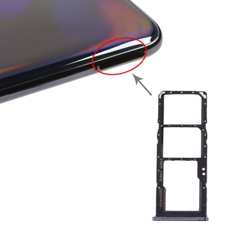 For Galaxy A70 SIM Card Tray + SIM Card Tray + Micro SD Card Tray (Black) - free shipping - PMc TechLife - Order now!