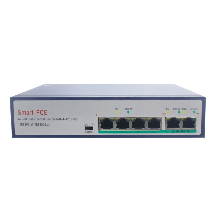 ESCAM POE 4+2 6-Port Fast Ethernet Switch 4-Port POE 10/100M 120W Network Switch, Transmission Distance: 150m(Black) - Switch by ESCAM | Online Shopping South Africa | PMC Jewellery | Buy Now Pay Later Mobicred