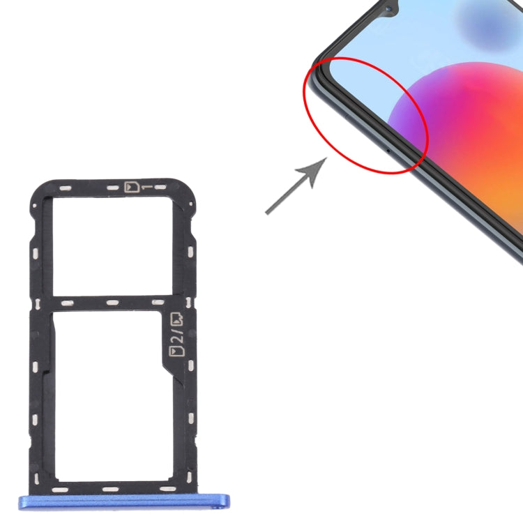 For ZTE Blade A72 SIM Card Tray + SIM Card Tray / Micro SD Card Tray (Blue) - For ZTE by PMc TechLife | Online Shopping South Africa | PMc TechLife | Buy Now Pay Later Mobicred