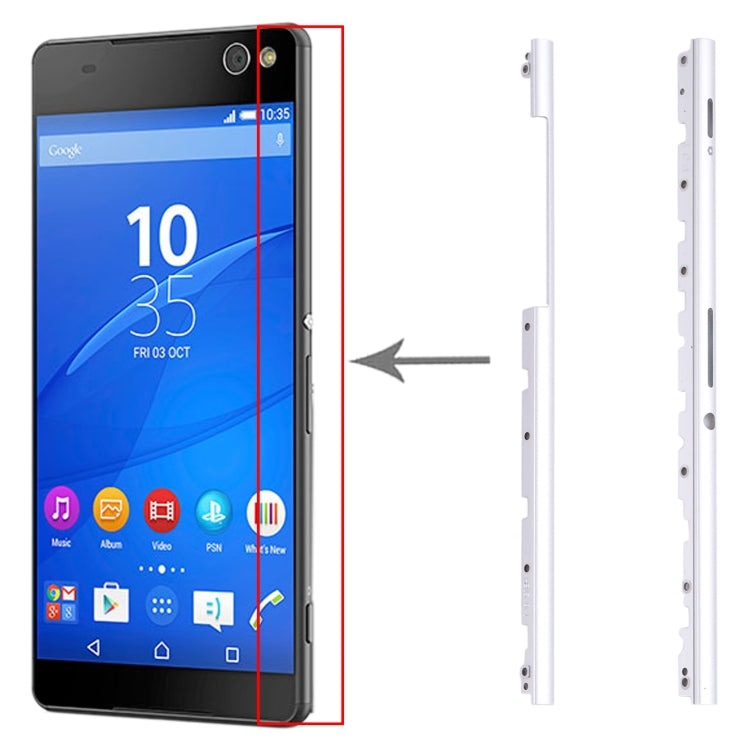 1 Pair Side Part Sidebar For Sony Xperia C5 Ultra (Silver) - Frame Bezel Plate by PMc TechLife | Online Shopping South Africa | PMc TechLife | Buy Now Pay Later Mobicred