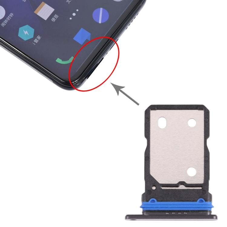 For vivo iQOO 8 Pro SIM Card Tray + SIM Card Tray (Black) - Card Tray by PMc TechLife | Online Shopping South Africa | PMc TechLife | Buy Now Pay Later Mobicred