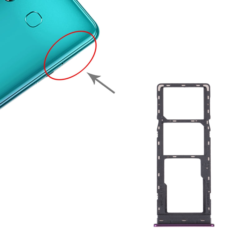For Tecno Spark 4 Lite KC8S SIM Card Tray + SIM Card Tray + Micro SD Card Tray (Purple) - Card Tray by PMc TechLife | Online Shopping South Africa | PMc TechLife | Buy Now Pay Later Mobicred