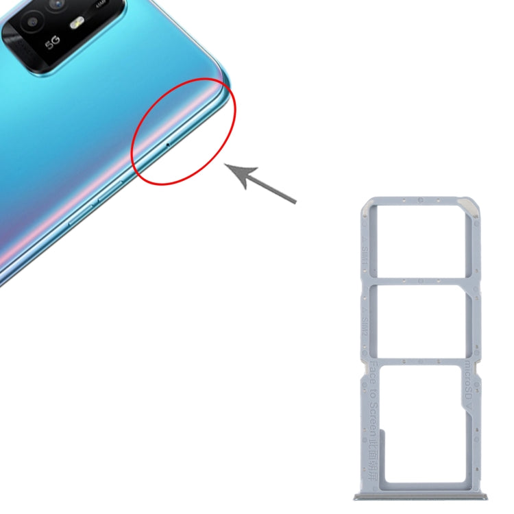 For OPPO A95 4G/Reno6 Lite SIM Card Tray + SIM Card Tray + Micro SD Card Tray (Silver) - Card Socket by PMc TechLife | Online Shopping South Africa | PMc TechLife | Buy Now Pay Later Mobicred