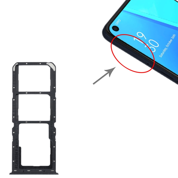 For OPPO A52 4G SIM Card Tray + SIM Card Tray + Micro SD Card Tray (Black) - Card Socket by PMc TechLife | Online Shopping South Africa | PMc TechLife | Buy Now Pay Later Mobicred