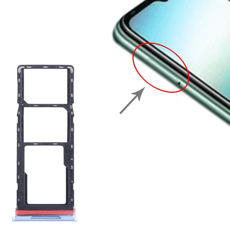 For Infinix Hot 12i X665B SIM Card Tray + SIM Card Tray + Micro SD Card Tray (Blue) - Card Tray by PMC Jewellery | Online Shopping South Africa | PMC Jewellery