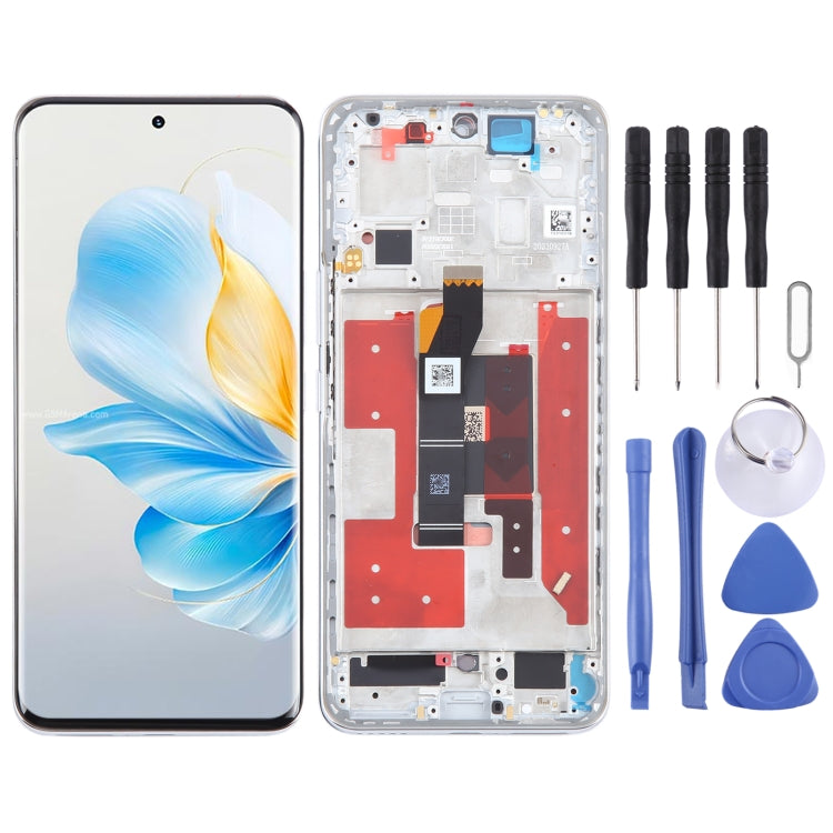 For Honor 100 Original LCD Screen Digitizer Full Assembly with Frame (Silver) - free shipping - PMC TechLife - Order now!