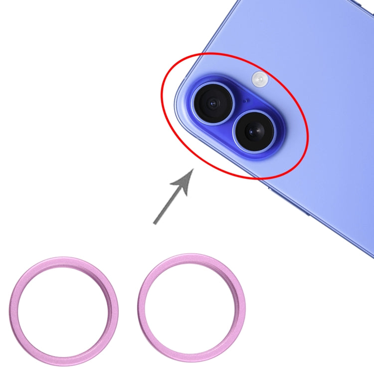 For iPhone 16 2pcs/set Rear Camera Glass Lens Metal Outside Protector Hoop Ring (Purple) -  by PMC Jewellery | Online Shopping South Africa | PMC Jewellery | Buy Now Pay Later Mobicred