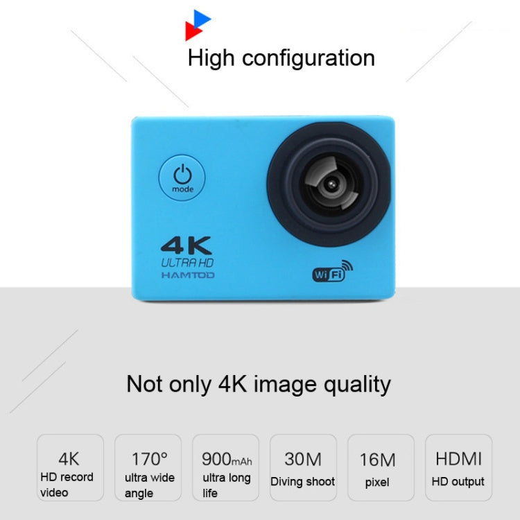 HAMTOD H9A HD 4K WiFi Sport Camera with Waterproof Case, Generalplus 4247, 2.0 inch LCD Screen, 120 Degree Wide Angle Lens (Black) - HAMTOD by HAMTOD | Online Shopping South Africa | PMC Jewellery | Buy Now Pay Later Mobicred