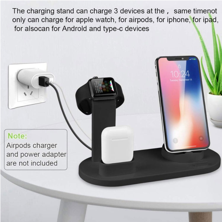 HQ-UD15 5 in 1 Micro USB + USB-C / Type-C + 8 Pin Interface Phone Charging Base with 8 Pin Earphone Charging Interface & Watch Stand, Without Wireless Charger (Black) - Multifunction Charger by PMC Jewellery | Online Shopping South Africa | PMC Jewellery | Buy Now Pay Later Mobicred