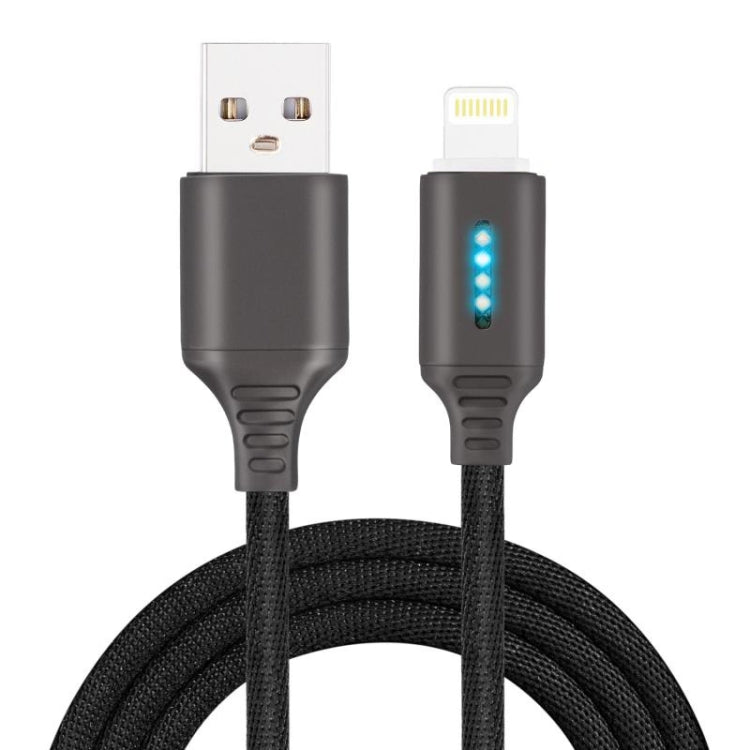 8 Pin Interface Zinc Alloy Marquee Luminous Intelligent Automatic Power off Charging Data Cable(black) - Normal Style Cable by PMC Jewellery | Online Shopping South Africa | PMC Jewellery | Buy Now Pay Later Mobicred