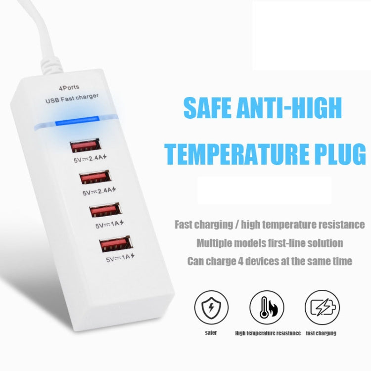 5V 4.1A 4 USB Ports Charger Adapter with Power Plug Cable, Cable Length: 1.5m, UK Plug - Multifunction Charger by PMC Jewellery | Online Shopping South Africa | PMC Jewellery | Buy Now Pay Later Mobicred