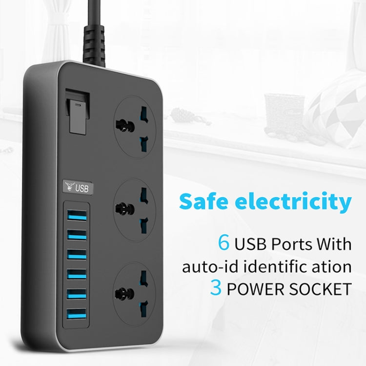 T09 3000W High Power Multi-Function Plug-in 3-Hole International Universal Jack + 6 USB Intelligent Charging US PLUG - Extension Socket by PMC Jewellery | Online Shopping South Africa | PMC Jewellery | Buy Now Pay Later Mobicred