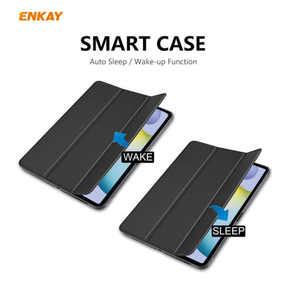 For Samsung Galaxy Tab S6 Lite P610 / P615 / Tab S6 Lite 2022 / P613 / P619 ENKAY 3-Fold Plastic Leather Smart Tablet Case(Black) - Tab S6 Lite P610 / P615 by ENKAY | Online Shopping South Africa | PMC Jewellery