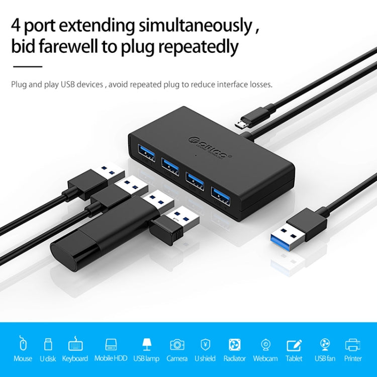 ORICO G11-H4-U3-100-BK 4 Ports USB 3.0 HUB - USB 3.0 HUB by ORICO | Online Shopping South Africa | PMC Jewellery | Buy Now Pay Later Mobicred