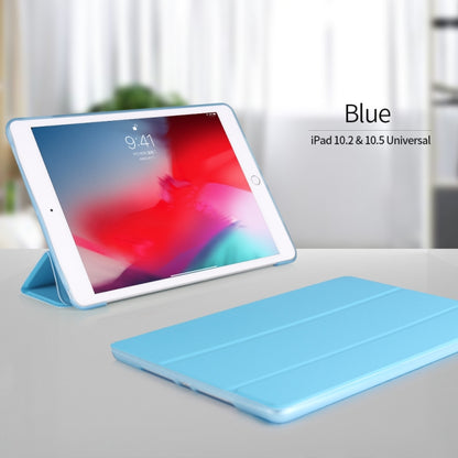 Three-folding Surface PU Leather TPU Matte Soft Bottom Case with Holder & Sleep / Wake-up Function For iPad 10.2 2021 / 2020 / 2019 / iPad Pro 10.5 inch(Sky blue) - iPad 10.2 Cases by PMC Jewellery | Online Shopping South Africa | PMC Jewellery