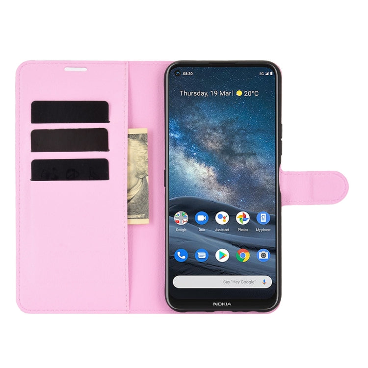 For Nokia 8.3 5G Litchi Texture Horizontal Flip Protective Case with Holder & Card Slots & Wallet(Pink) - Nokia Cases by PMC TechLife | Online Shopping South Africa | PMC TechLife | Buy Now Pay Later Mobicred
