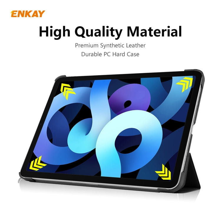 For iPad Air 11 2024 / Pro 11 2018 / Air 10.9 2022 ENKAY 3-folding Plastic Leather Smart Tablet Case(Black) - iPad Air (2022) / (2020) 10.9 Cases by ENKAY | Online Shopping South Africa | PMC Jewellery | Buy Now Pay Later Mobicred