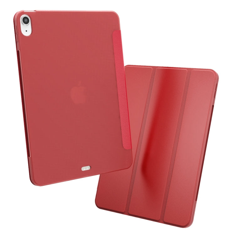 For iPad Air 11 2024 / Air 2022 10.9 Three-folding Surface Leather Matte TPU Bottom Smart Tablet Case(Red) - iPad Air (2022) / (2020) 10.9 Cases by PMC Jewellery | Online Shopping South Africa | PMC Jewellery | Buy Now Pay Later Mobicred