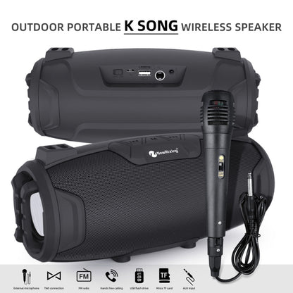 NewRixing NR3026M TWS Outdoor Portable K-song Bluetooth Speaker with Shoulder Strap & Microphone, Support TF Card / FM(Green) - Desktop Speaker by NewRixing | Online Shopping South Africa | PMC Jewellery | Buy Now Pay Later Mobicred