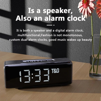 T&G TG174 TWS Mmirror Bluetooth Speaker, Support Alarm Clock / Time & Temperature Display / Micro SD Card / FM / MP3(Black) - Desktop Speaker by T&G | Online Shopping South Africa | PMC Jewellery | Buy Now Pay Later Mobicred