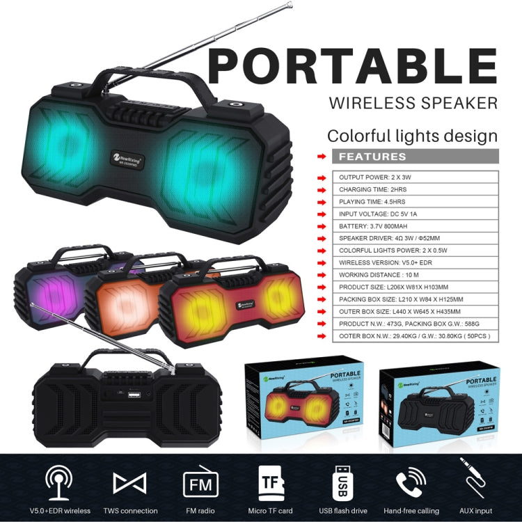 NewRixing NR-2029FMD TWS LED Flashlight Bluetooth Speaker, Support TF Card / FM / 3.5mm AUX / U Disk / Hands-free Calling(Blue) - Desktop Speaker by NewRixing | Online Shopping South Africa | PMC Jewellery | Buy Now Pay Later Mobicred