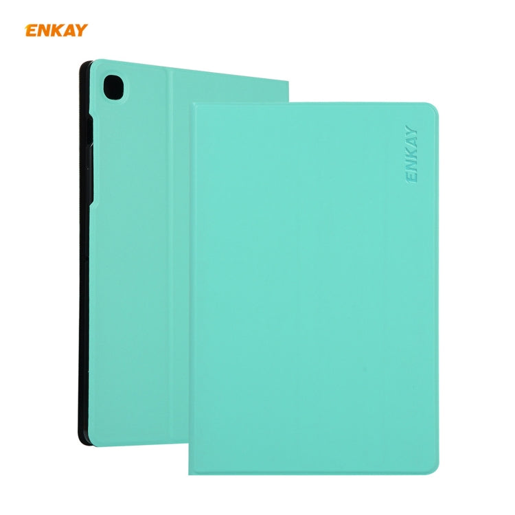 For Samsung Galaxy Tab A7 10.4 T500 / T505 2020 / 2022 ENKAY Horizontal Flip PU Leather + TPU Smart Case with Holder & Sleep / Wake-up Function(Cyan) - free shipping - PMc TechLife - Order now!