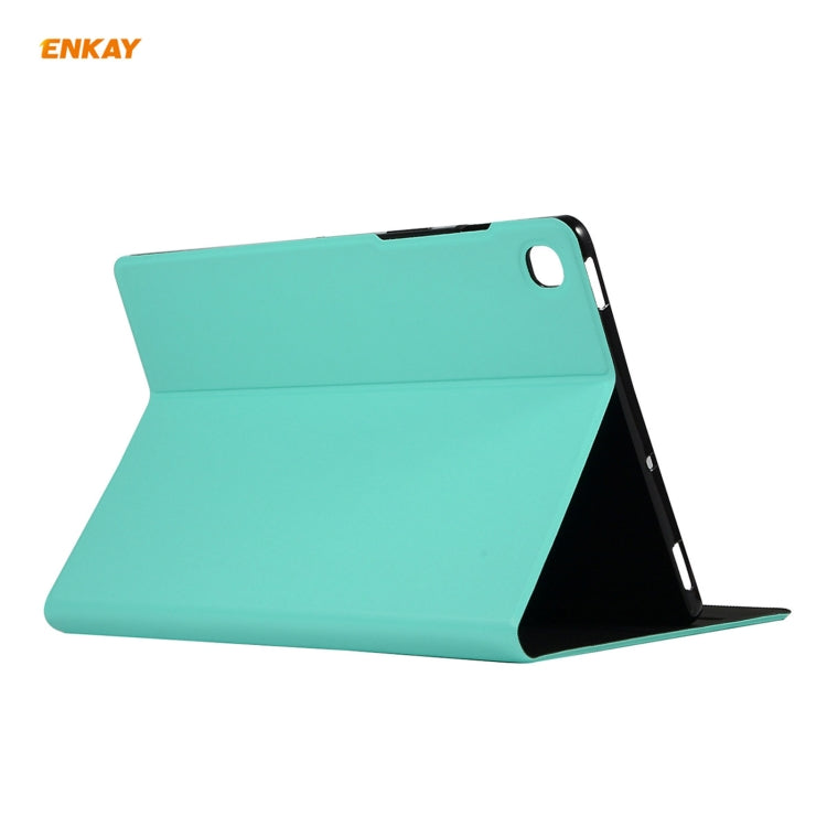 For Samsung Galaxy Tab A7 10.4 T500 / T505 2020 / 2022 ENKAY Horizontal Flip PU Leather + TPU Smart Case with Holder & Sleep / Wake-up Function(Cyan) - free shipping - PMc TechLife - Order now!