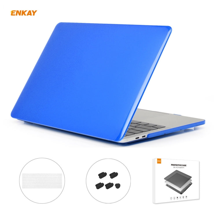 ENKAY 3 in 1 Crystal Laptop Protective Case + US Version TPU Keyboard Film + Anti-dust Plugs Set for MacBook Pro 13.3 inch A1708 (without Touch Bar)(Dark Blue) - MacBook Pro Cases by ENKAY | Online Shopping South Africa | PMC Jewellery | Buy Now Pay Later Mobicred