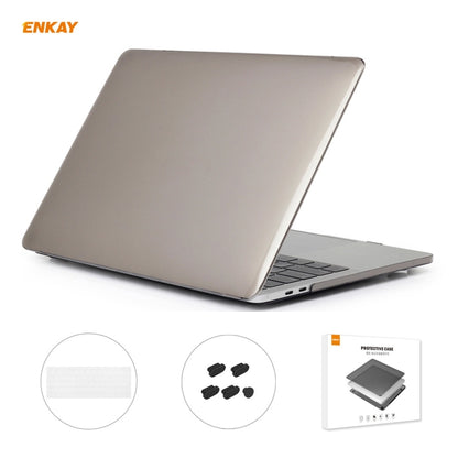 ENKAY 3 in 1 Crystal Laptop Protective Case + EU Version TPU Keyboard Film + Anti-dust Plugs Set for MacBook Pro 13.3 inch A1708 (without Touch Bar)(Grey) - MacBook Pro Cases by ENKAY | Online Shopping South Africa | PMC Jewellery | Buy Now Pay Later Mobicred