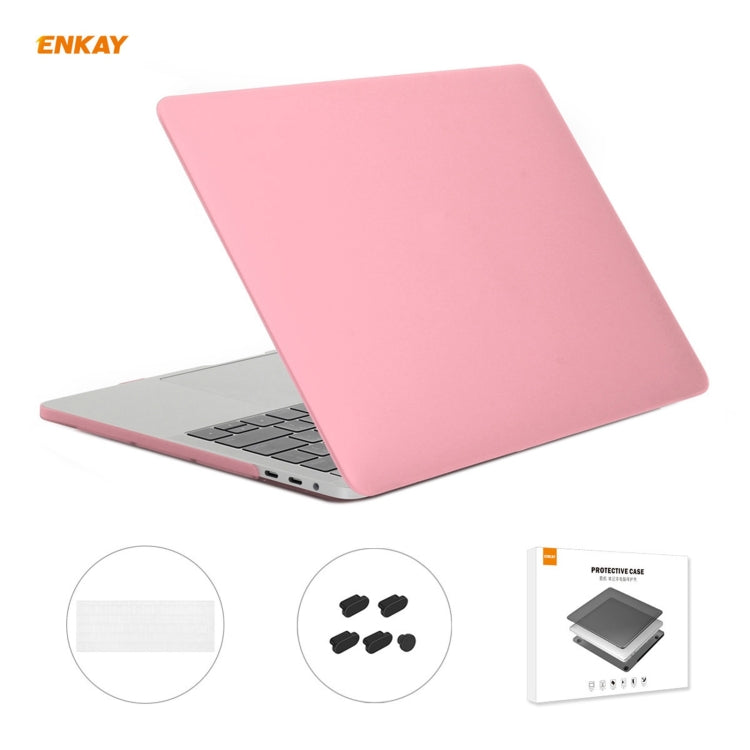 ENKAY 3 in 1 Matte Laptop Protective Case + EU Version TPU Keyboard Film + Anti-dust Plugs Set for MacBook Pro 13.3 inch A1708 (without Touch Bar)(Pink) - MacBook Pro Cases by ENKAY | Online Shopping South Africa | PMC Jewellery | Buy Now Pay Later Mobicred