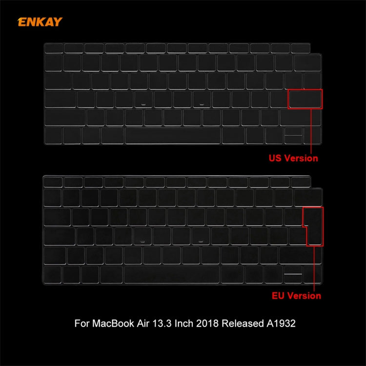 For MacBook Air 13.3 inch A1932 2018 ENKAY 3 in 1 Crystal Laptop Protective Case and EU Version TPU Keyboard Film and Anti-dust Plugs Set(Grey) - MacBook Air Cases by ENKAY | Online Shopping South Africa | PMC Jewellery | Buy Now Pay Later Mobicred