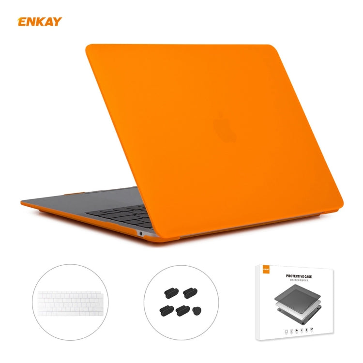 ENKAY 3 in 1 Matte Laptop Protective Case + EU Version TPU Keyboard Film + Anti-dust Plugs Set for MacBook Air 13.3 inch A1932 (2018)(Orange) - MacBook Air Cases by ENKAY | Online Shopping South Africa | PMC Jewellery | Buy Now Pay Later Mobicred