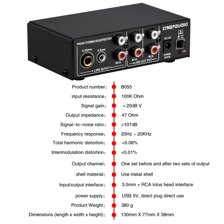 3-Channel Mixer Front Stereo Amplifier High / Mid / Bass Adjuster, USB 5V Power Supply, US Plug -  by PMC Jewellery | Online Shopping South Africa | PMC Jewellery | Buy Now Pay Later Mobicred