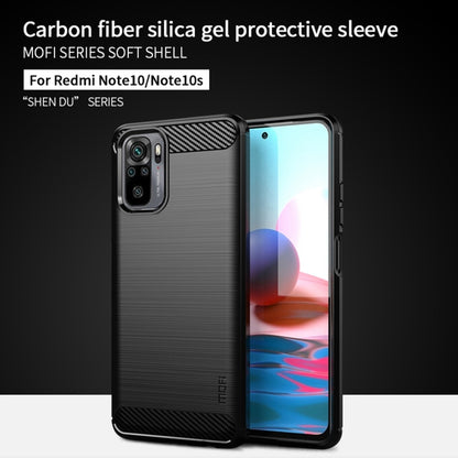 For Xiaomi Redmi Note 10 / Note 10S MOFI Gentleness Series Brushed Texture Carbon Fiber Soft TPU Case(Black) - Xiaomi Cases by MOFI | Online Shopping South Africa | PMC Jewellery | Buy Now Pay Later Mobicred