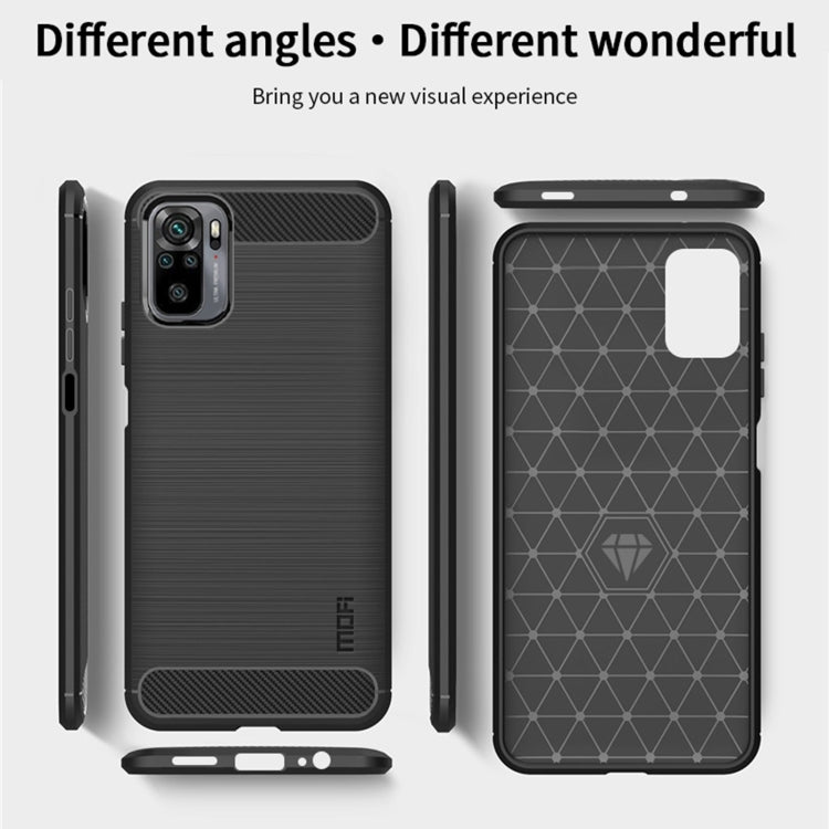 For Xiaomi Redmi Note 10 / Note 10S MOFI Gentleness Series Brushed Texture Carbon Fiber Soft TPU Case(Black) - Xiaomi Cases by MOFI | Online Shopping South Africa | PMC TechLife | Buy Now Pay Later Mobicred