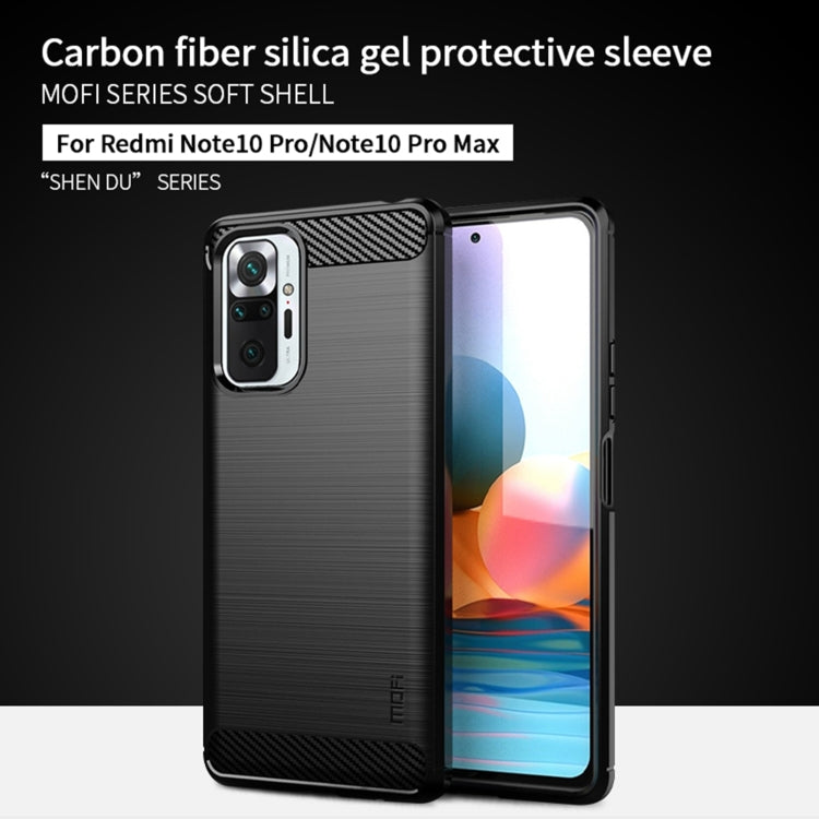 For Xiaomi Redmi Note 10 Pro / Note 10 Pro Max MOFI Gentleness Series Brushed Texture Carbon Fiber Soft TPU Case(Blue) - Xiaomi Cases by MOFI | Online Shopping South Africa | PMC TechLife | Buy Now Pay Later Mobicred