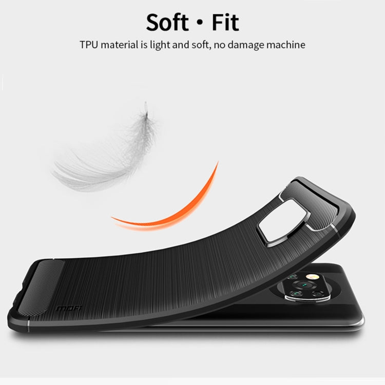 For Xiaomi POCO X3 / X3 NFC MOFI Gentleness Series Brushed Texture Carbon Fiber Soft TPU Case(Grey) - Xiaomi Cases by MOFI | Online Shopping South Africa | PMC Jewellery